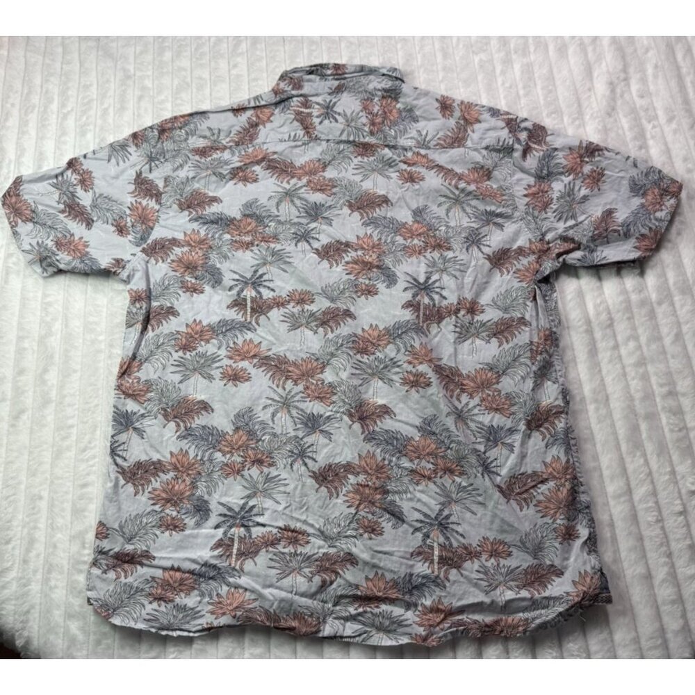 Sunrise Kingdom Vintage Design Hawaiian Palm Print Button Down Light Blue Coral - Picture 15 of 15